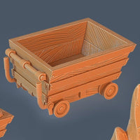 Dwarf Mine Carts and Tracks Scatter – Rails, Ore Wagons, Tables, and Terrain