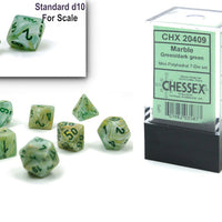 Marble Mini-Polyhedral Green/dark green 7-Die Set (Mini Poly Release 1)