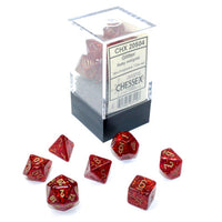 Glitter Mini-Polyhedral Ruby Red/gold 7-Die Set (Mini Poly Release 1)