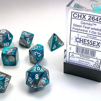 Gemini® Mini-Polyhedral Steel-Teal/white 7-Die Set (Mini Poly Release 2)