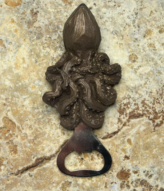 Kraken Octopus Bottle Opener, Hand Painted Resin | Gothic Nautical Barware, Octopus Bottle Opener | Fantasy Gothic Beer and Barware Gift
