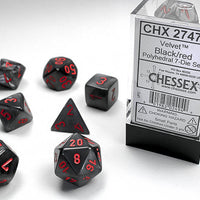 Chessex: Polyhedral Velvet™ Dice sets Black / Red