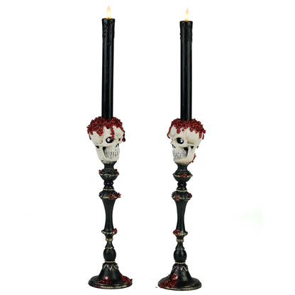 Skull Candlesticks Set of 2 | Halloween Decor | Katherine's Collection