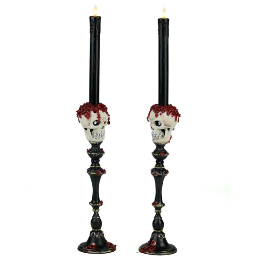 Skull Candlesticks Set of 2 | Halloween Decor | Katherine's Collection