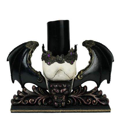 Winged Skull Pillar Candle Holder | Halloween Decor | Katherine's Collection