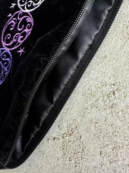 Triple Moon Velvet Tarot Bag with Zipper – Witchy Gift for Tarot & Oracle Lovers