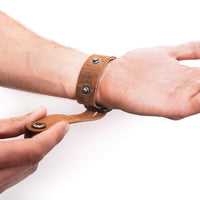 Iron Bracelet with Leather Strap