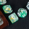 Gold Fish Green 7-Dice Dnd Dice | Glitter w/White Numbers Set