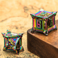 Rainbow Pinwheel Strengthened Metal 7-Dice Set | Metal DND Dice