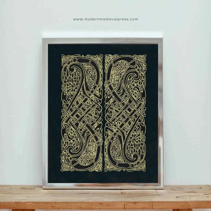 Celtic Knot Intertwined Birds Fine Art Print Book of Kells