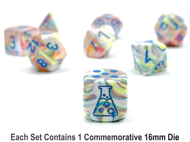 Festive Polyhedral Kaleidoscope Blue 7-Dice Set - D&D RPG Dice