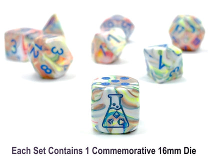 Festive Polyhedral Kaleidoscope Blue 7-Dice Set - D&D RPG Dice