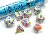 Festive Polyhedral Kaleidoscope Blue 7-Dice Set - D&D RPG Dice