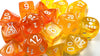 Borealis® Polyhedral Blood Orange/white Luminary™ 7-Die Set (with bonus die)