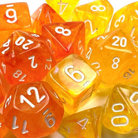 Borealis® Polyhedral Blood Orange/white Luminary™ 7-Die Set (with bonus die)