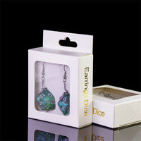 Glitter Green Dice Earrings: D20 Dice Spinning Colors Nerdy RPG Jewelry