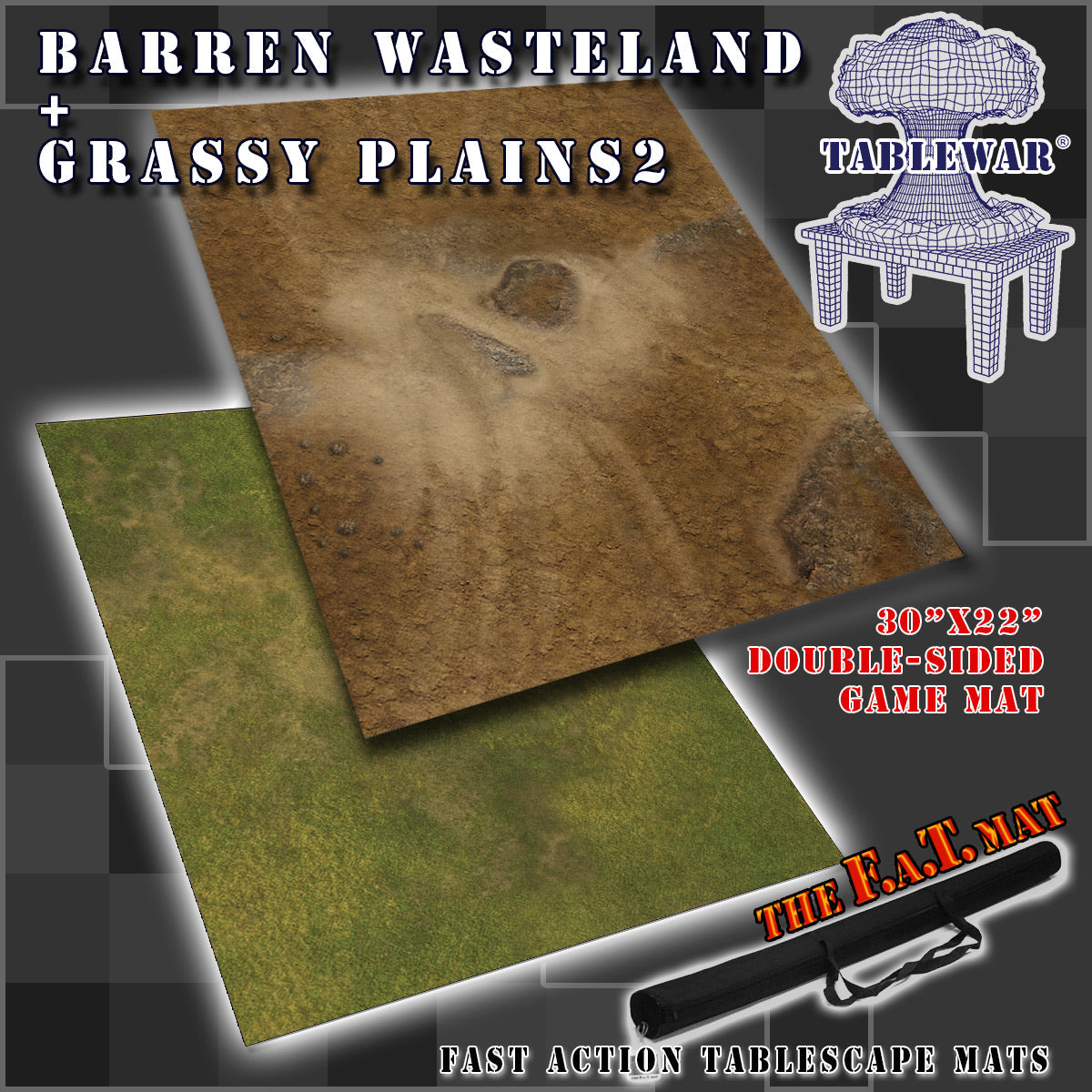 30x22" Double-Sided F.A.T. Mat – Barren Wasteland + Grassy Plains 2