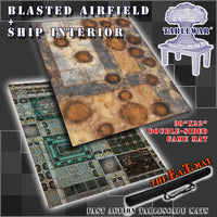 30x22" Double-Sided 'Ship Interior' + 'Blasted Airfield' F.A.T. Mat Battle Gaming Mat