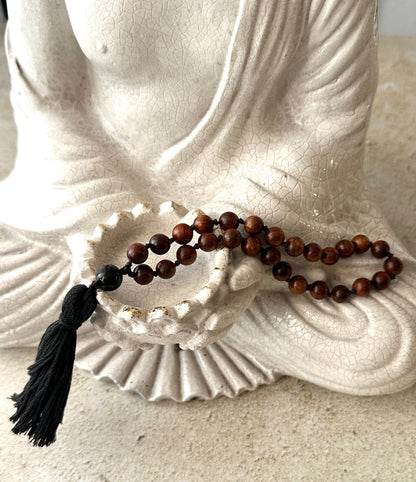 Pocket Wrist Mala | 27 Bead Rosewood Mini Mala Bracelet