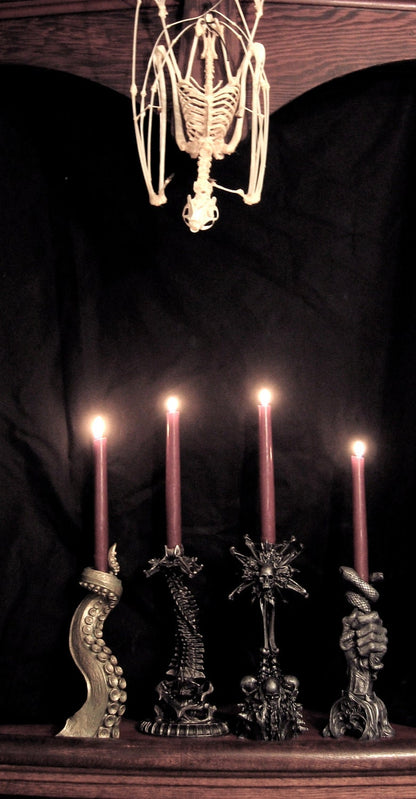 Tentacle Candlestick Holder, Hand Sculpted Resin Sculpture | Octopus Lovecraftian Tentacle Candle for Nautical Gift and Gothic Home Decor