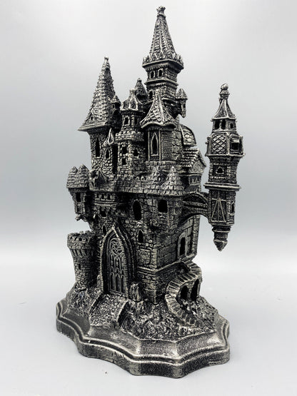 Castle Dracula, Gothic Hand Painted Resin Sculpture with LED Tea Light |Vampire Lair Gothic Statue |Gift for Gamers and Spooky Home Decor