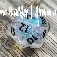 The Time Walker | Clear Glitter 34mm d20 CHONK RPG Dice Set w/Black