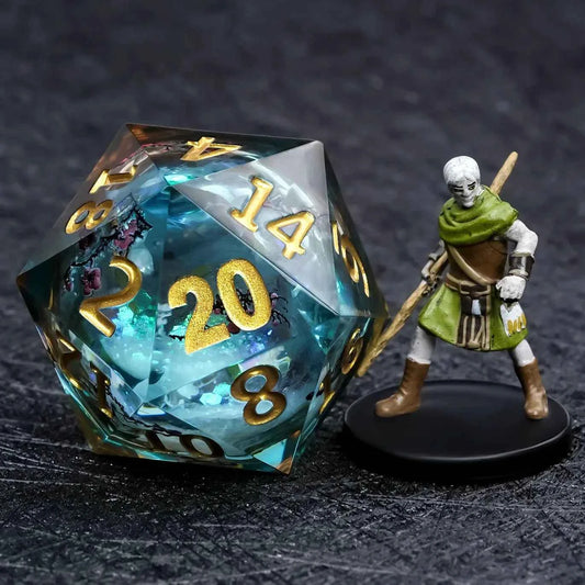Giant D20 Dice Plum Liquid 35mm Resin RPG Dice