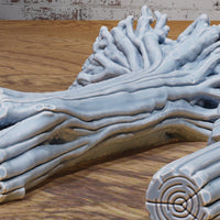 Bandit Camp Scatter Terrain – Leather Stand, Tree Stump, and Logs