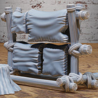 Bandit Camp Scatter Terrain – Leather Stand, Tree Stump, and Logs