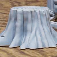 Bandit Camp Scatter Terrain – Leather Stand, Tree Stump, and Logs