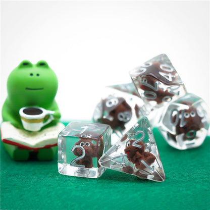 Teddy Dog Dice 7-Dice Set Resin Dungeons and Dragons Dice