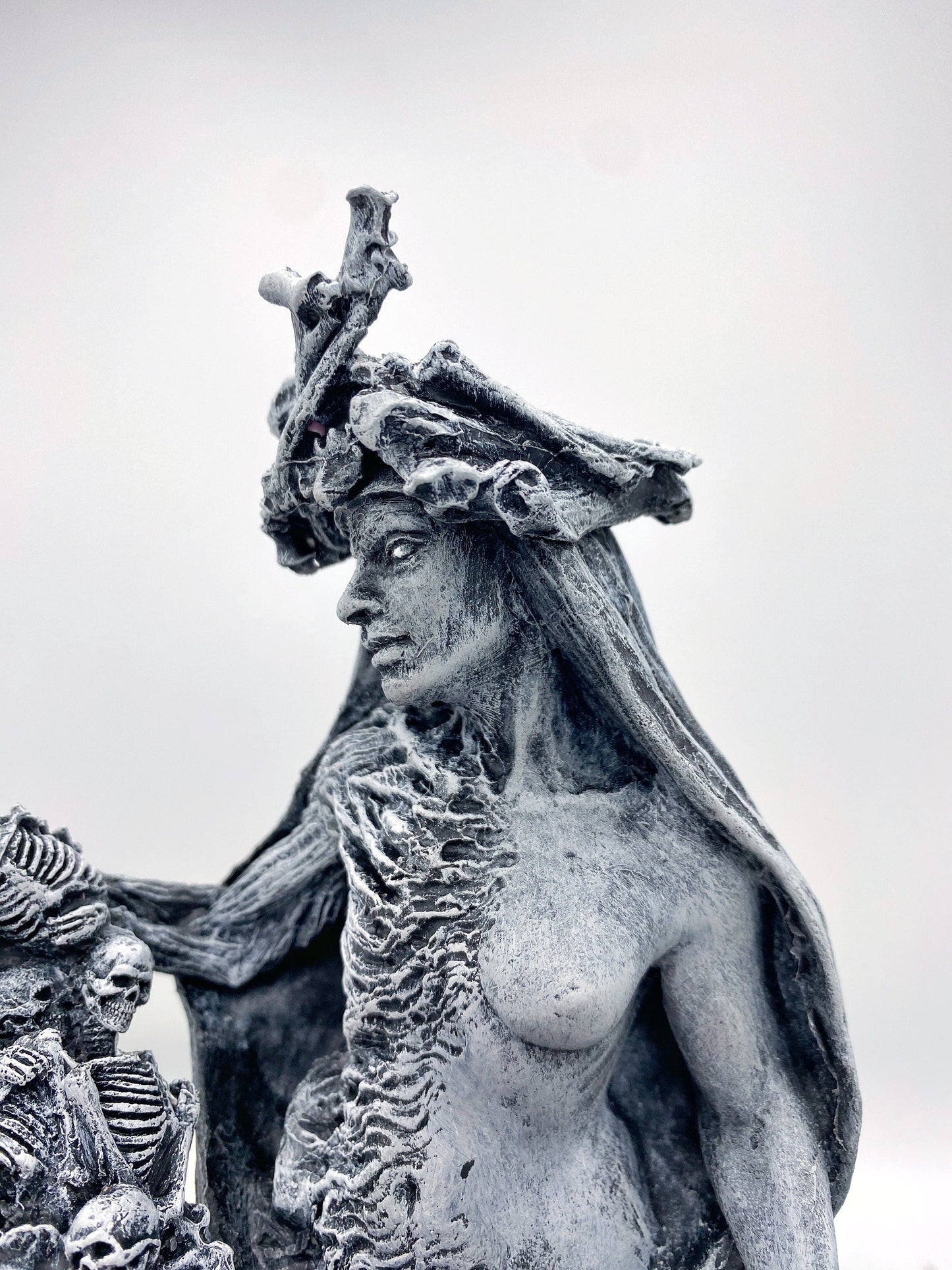 Hel, Goddess of Death and the Underworld Bust, Hand Painted Resin Sculpture | Pagan Goddess Figurine | Altar Statue for Gothic Home Decor