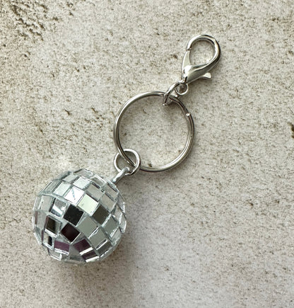 Retro Disco Ball Zipper Pull Bag Charm Keychain
