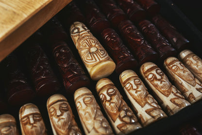 Hnefatafl Viking Chess Set - Handcrafted Teakwood Board with Ox-Bone Pieces