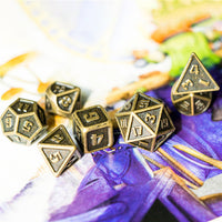 Bronze Mini Metal Dice Ancient Effect | (10mm to 15mm) 7-Dice Udixi RPG
