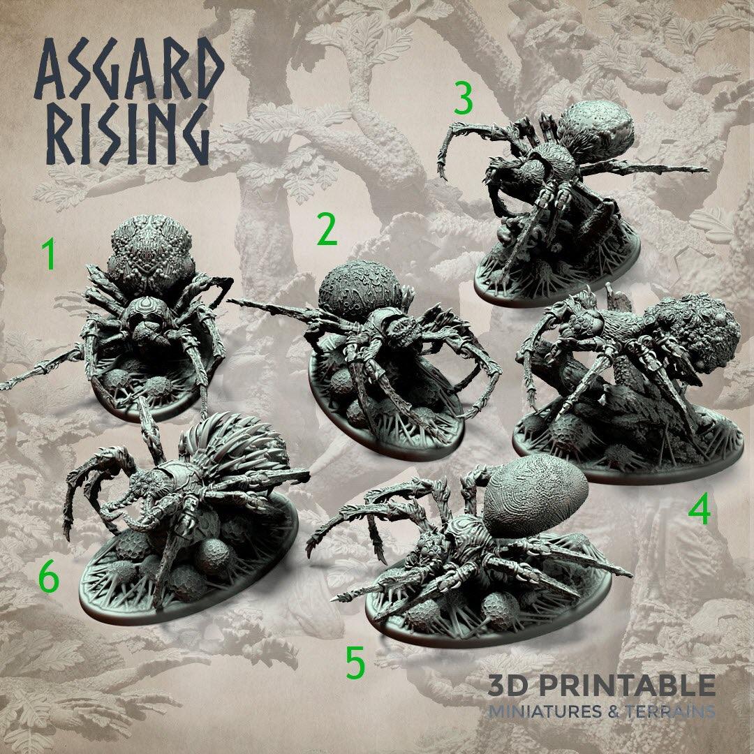 3D Printed Asgard Rising Forest Spiders Set 28mm 32mm Ragnarok D&D