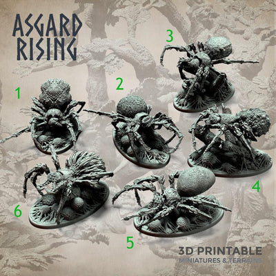 3D Printed Asgard Rising Forest Spiders Set 28mm 32mm Ragnarok D&D