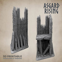 3D Printed Asgard Rising Fortified Village - Large Palisade Set 28mm - 32mm Ragnarok D&D