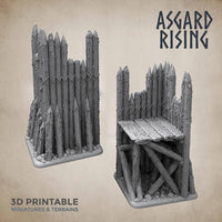 3D Printed Asgard Rising Fortified Village - Large Palisade Set 28mm - 32mm Ragnarok D&D