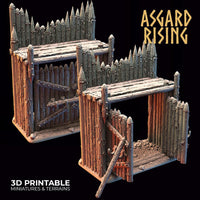 3D Printed Asgard Rising Fortified Village - Large Palisade Set 28mm - 32mm Ragnarok D&D