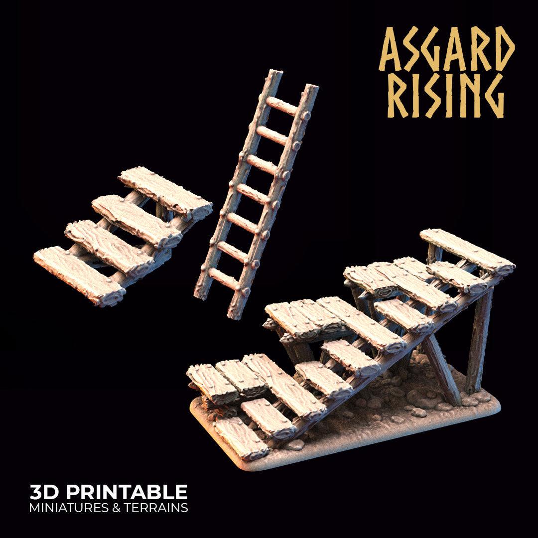 3D Printed Asgard Rising Fortified Village - Large Palisade Set 28mm - 32mm Ragnarok D&D