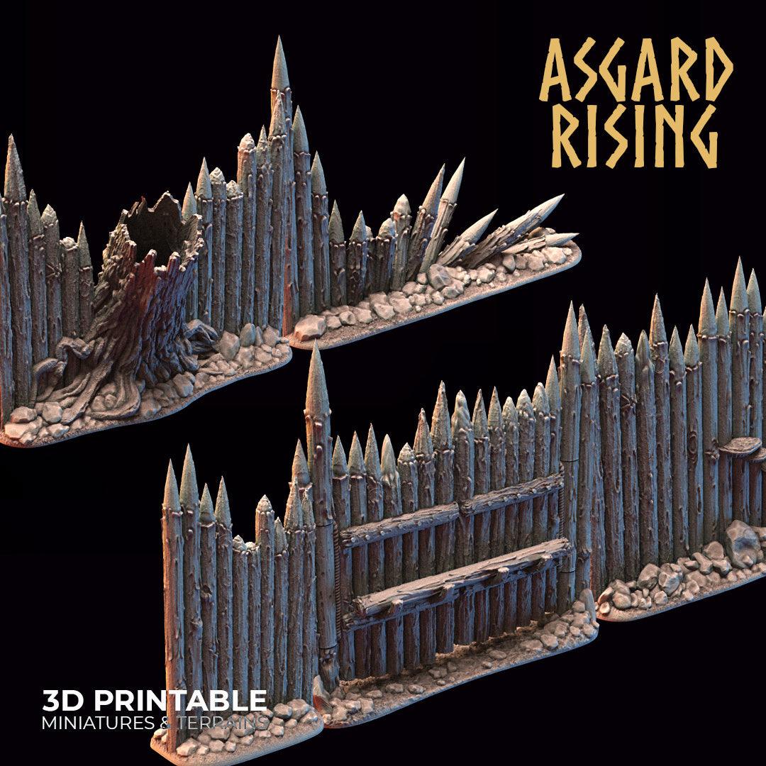 3D Printed Asgard Rising Fortified Village - Palisade Wall Modular Set ...