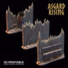 3D Printed Asgard Rising Fortified Village - Palisade Wall Modular Set 28mm - 32mm Ragnarok D&D