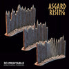 3D Printed Asgard Rising Fortified Village - Palisade Wall Modular Set 28mm - 32mm Ragnarok D&D