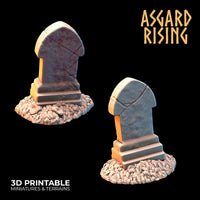 3D Printed Asgard Rising Gravestone and Tombstone Set 28mm-32mm Ragnarok D&D