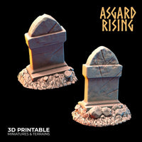 3D Printed Asgard Rising Gravestone and Tombstone Set 28mm-32mm Ragnarok D&D