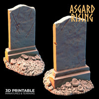 3D Printed Asgard Rising Gravestone and Tombstone Set 28mm-32mm Ragnarok D&D