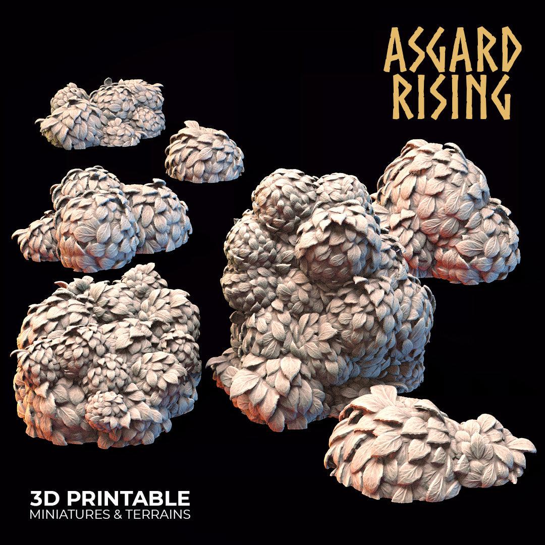 3D Printed Asgard Rising Hedge Bushes Set 28 - 32mm Ragnarok D&D