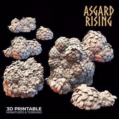 3D Printed Asgard Rising Hedge Bushes Set 28 - 32mm Ragnarok D&D