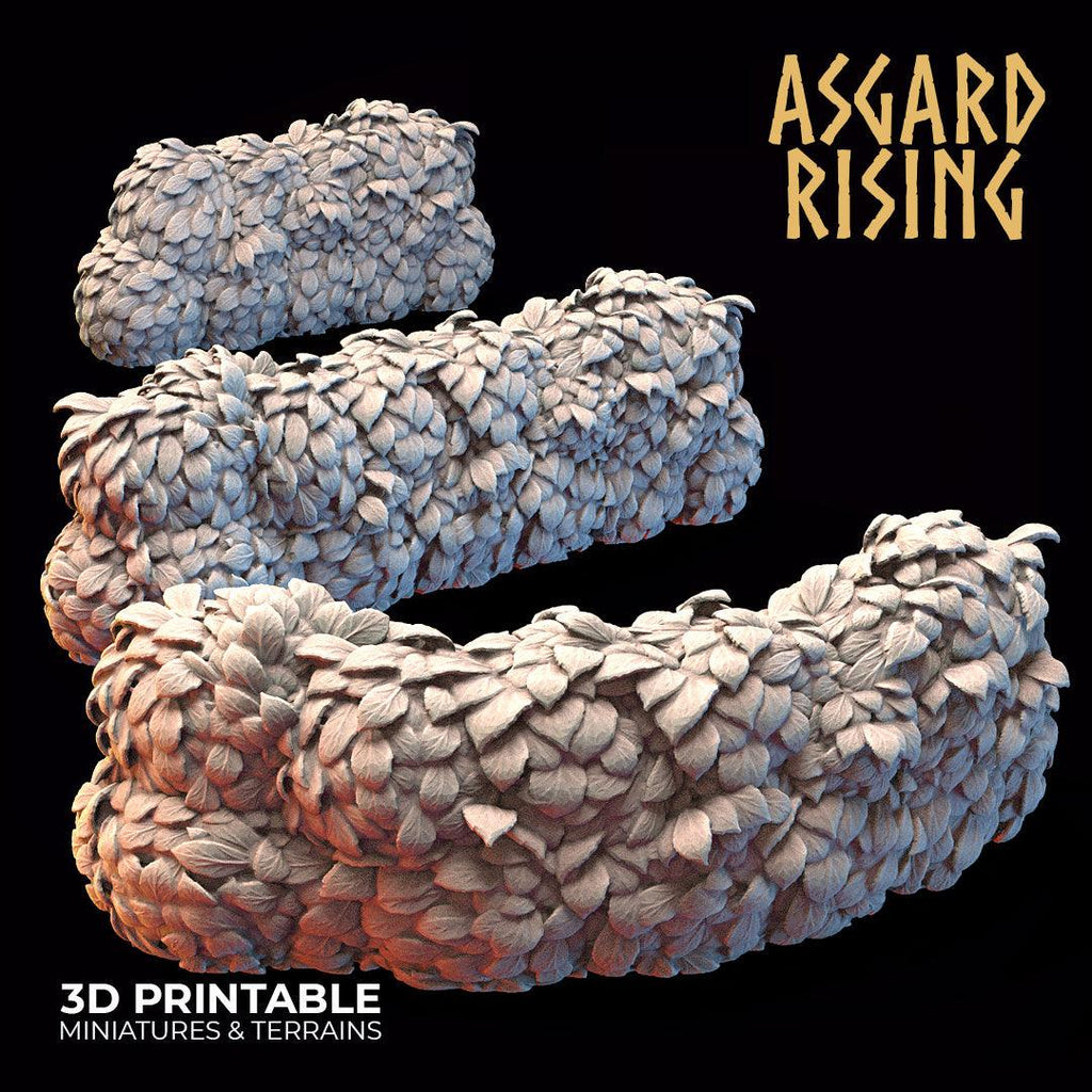 3D Printed Asgard Rising Hedge Bushes Set 28 - 32mm Ragnarok D&D